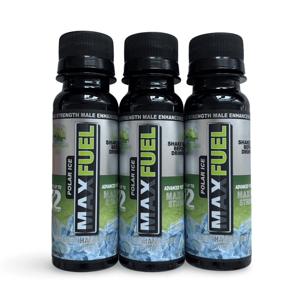 MaxFuel Polar Ice Male Enhancement Shooter bottles, Lemon Lime Ice flavor, 3-pack, boosts stamina and testosterone.