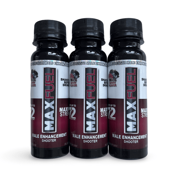MaxFuel Wild Berry Male Enhancement Shooter 3-pack improves stamina and performance with natural ingredients.