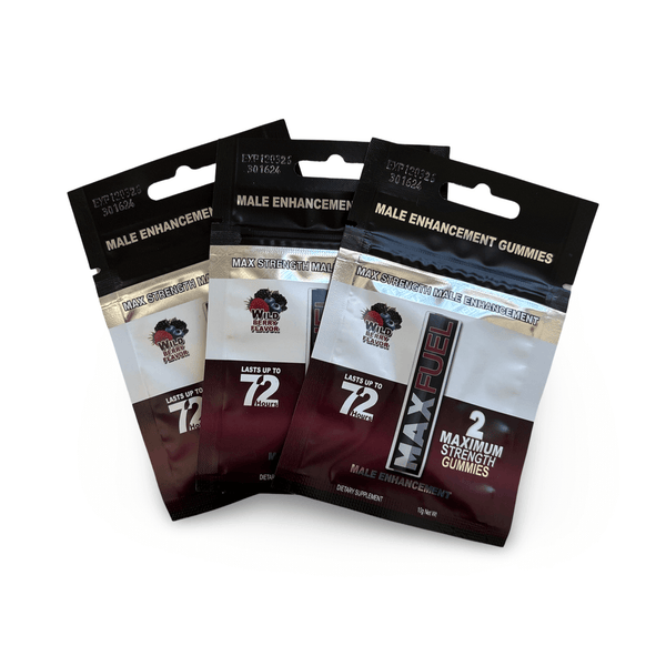 MaxFuel Wild Berry Gummies 3 Count Pack for stamina support and vitality enhancement.