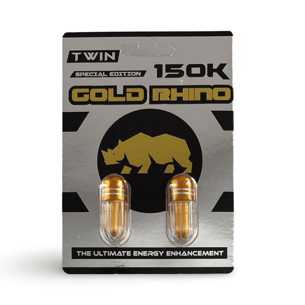 Rhino Gold 150K Twin Pack Special Edition Herbal Supplement capsules for energy enhancement.
