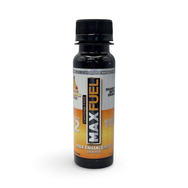 MaxFuel Mango Pineapple Stamina Shooter bottle for energy and vitality support, 3 fl oz.