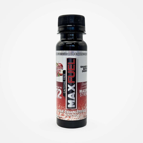 MaxFuel Cran Apple Shooter 3 fl oz drink bottle, a herbal supplement for stamina and vitality.