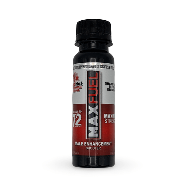 MaxFuel RedHot Cinnamon Vitality Shooter 3 fl oz bottle for energy and stamina support.