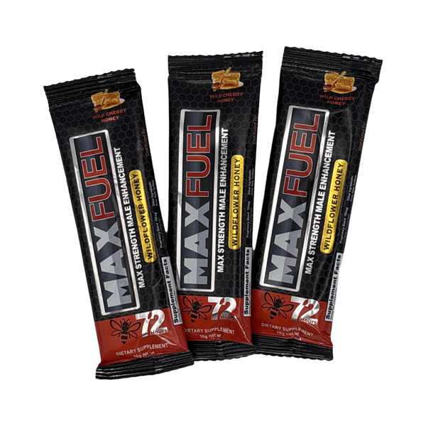 MaxFuel Honey Male Enhancement 3 Pack featuring Wildflower Honey Wild Cherry formula for enhanced stamina.