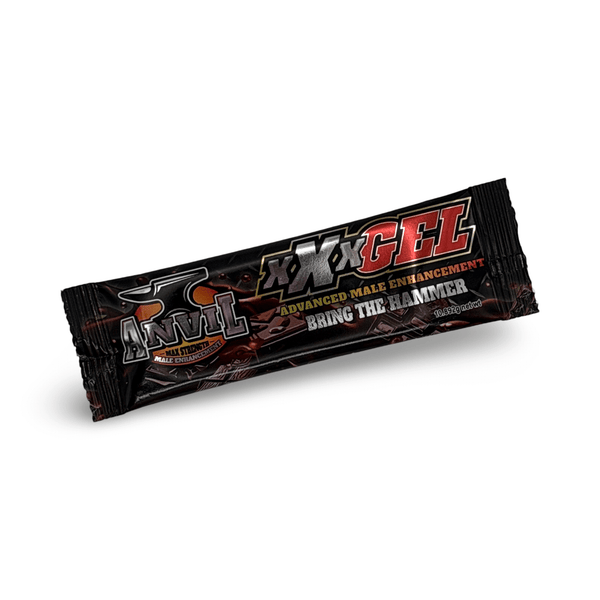 Anvil Max Strength XXX Gel Chocolate Herbal Topical Formula packaging for male enhancement supplement with bold branding.