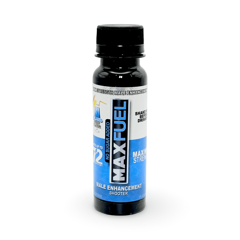 MaxFuel Island Blast Shooter 3 fl oz drink bottle for stamina and vitality with tropical flavor and herbal extracts.