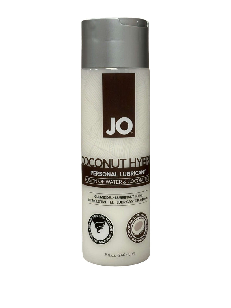 JO Coconut Hybrid Lubricant 8 Oz Bottle - Premium Coconut Oil & Water-Based Blend for Luxurious Glide