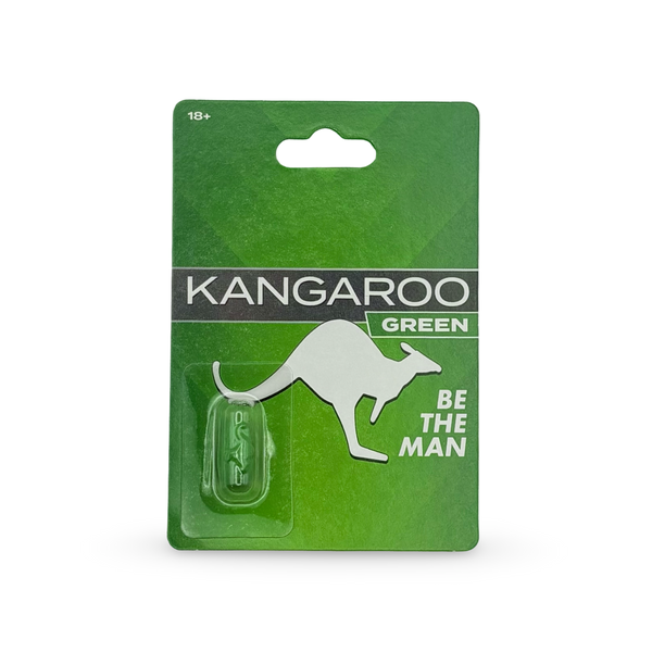 Kangaroo For Him Green Pill 1 Capsule Pack for men's vitality and stamina support, featuring a green packaging design.