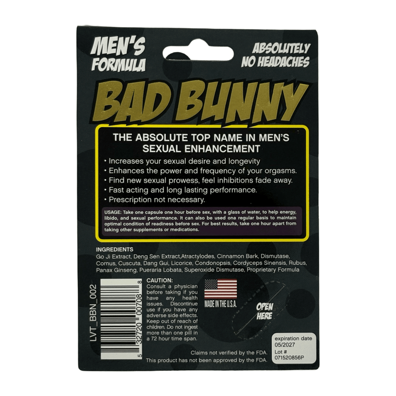 Bad Bunny – 24 Pc Display | Men’s Vitality & Energy Support Capsules