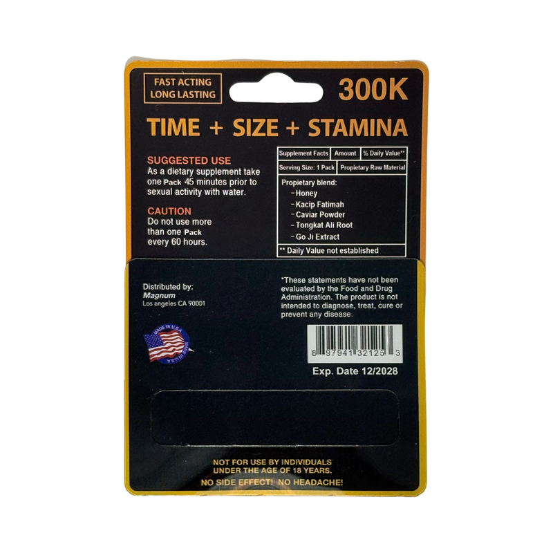 300K Magnum XXL Honey – 30 Pack Display | Men’s Vitality & Energy Support