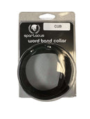 Spartacus SM Collar – CUB, adjustable BDSM faux leather collar with bold lettering in packaging.