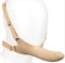 Accommodator Silicone Dong in Ivory with adjustable head straps for hands-free stimulation.