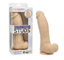 Silicone Stud Big Dick Energy Silicone Vibrating Dildo Vanilla in packaging with a lifelike design and suction base.