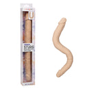 Silicone Studs Bend & Hold Dual Dildo 16 inch Vanilla in packaging, showcasing its flexible design and features.