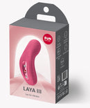 Fun Factory Laya III Lay-on Vibrator Magenta packaging showcasing sensual design and ergonomic features.