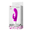 Pretty Love Freda Silicone Rabbit Vibrator in packaging, showcasing its dual-action design and vibrant color.