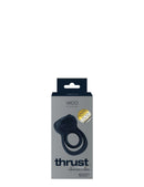 VeDo Trust Rechargeable Silicone Cock Ring Black packaging with sleek design and features highlighted.