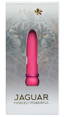 MAIA NOVELTIES JAGUAR Powerful Bullet Vibrator in packaging with leopard background - 10-function design, 5 speeds, and waterproof silicon coating.