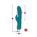 Viben Alluring Come Hither Rabbit Vibrator Ocean with dimensions displayed, designed for dual-stimulation pleasure.
