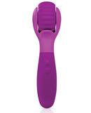 Jimmyjane Evoke Du-o Vibrating Wheel Massager Purple promotes relaxation with rolling massage wheels and vibrations.
