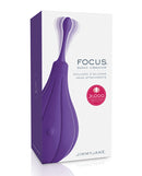 JimmyJane Focus Sonic Vibrator Purple packaging featuring silicone head attachments and 31,000 vibrations per minute.