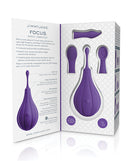 JimmyJane Focus Sonic Vibrator Purple packaging with interchangeable heads for versatile pleasure.