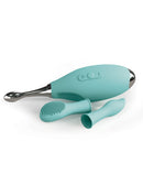 Jimmyjane Focus Pro Sonic Vibrating Massager in turquoise, featuring interchangeable heads for versatility and pleasure.