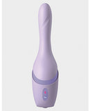JimmyJane Hello Bang Thrusting Vibrator Lavender in sleek lavender silicone design with control buttons