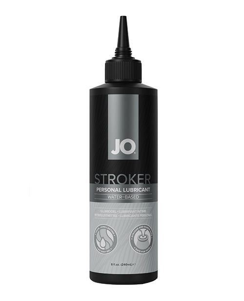 JO Stroker Water Based Lubricant 8 Oz bottle for enhanced male pleasure and comfort during stroker play.