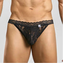MOB Lace Jockstrap Black Small/Medium showcasing delicate lace styling and a supportive front pouch.