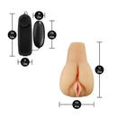 Dimensions of EnLust Jordyn Vibrating Masturbator Pussy & Ass, showcasing dual-entry and vibration control.
