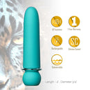 JAGUAR blue bullet vibrator with 10 vibration levels, rechargeable, silicone-coated, submersible 4-inch design and 1-year warranty.