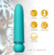 JAGUAR blue bullet vibrator with 10 vibration levels, rechargeable, silicone-coated, submersible 4-inch design and 1-year warranty.
