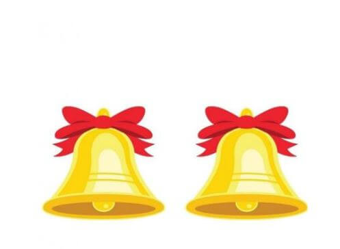 Festive yellow bell-shaped nipple covers with red bows for holiday fun