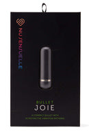 NU Sensuelle Joie Black Bullet Vibrator packaging showcasing its design and features for discreet pleasure.