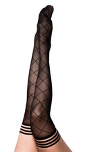 Kix'ies Anna Diamond Thigh High Stockings Size C Black
