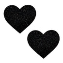 Black Malice Glitter I Heart U Nipztix Pasties in heart shape with black glitter finish