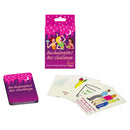 Bachelorette Bar Challenge Girls Card Game pack and cards displayed for a fun night of bachelorette party activities.