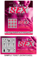 Lucky Sex Scratch Tickets featuring playful illustrations and instructions for fun couples activities.