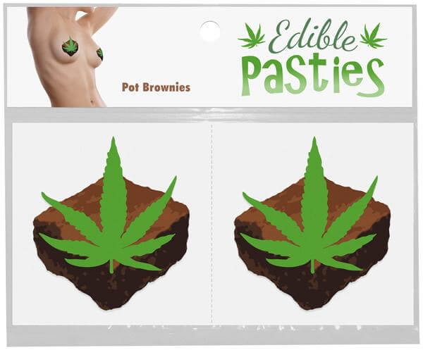 Potleaf Brownie Pasties - edible body pasties shaped like pot brownies for fun and indulgence.