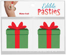Gift Box Edible Pasties package featuring playful gift box designs with red ribbons for festive fun.