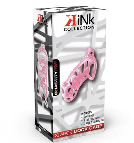 KINK CHASTITY SERIES LOCKING COCK CAGE XL PINK-0