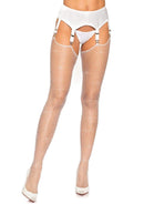 Leg Avenue Rhinestone Fishnet Stockings One Size White showcasing a classic fishnet design with rhinestones.