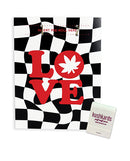 Kush Kards Love Retro Greeting Card with Matchbook featuring bold LOVE design and psychedelic patterns.