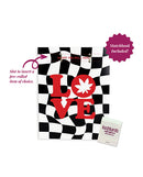 Kush Kards Love Retro Greeting Card with Matchbook featuring psychedelic LOVE design and slot for pre-roll.