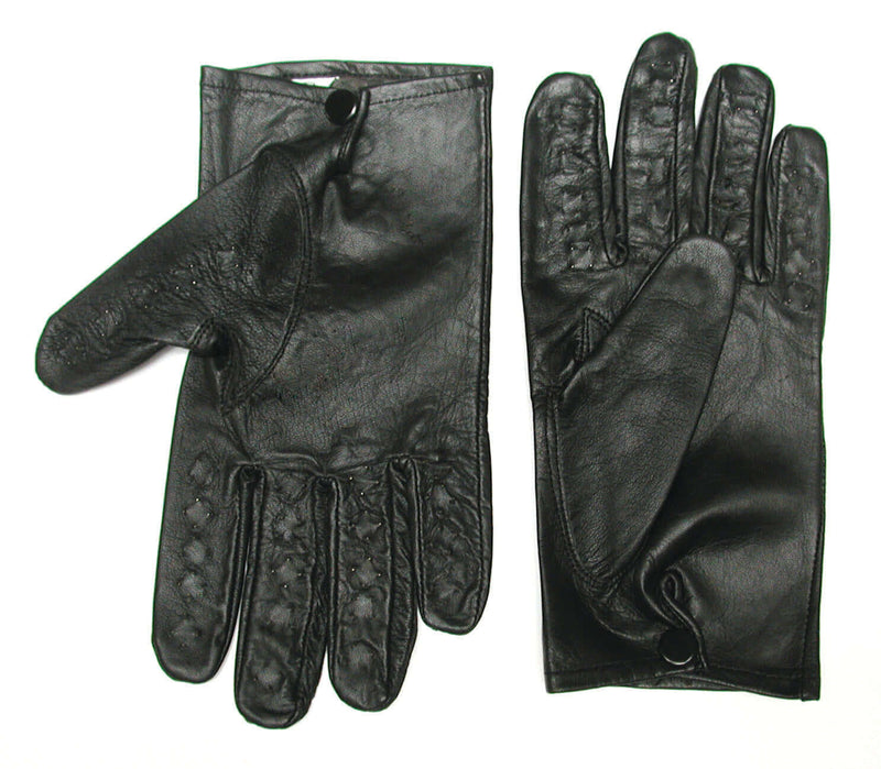 Kink Lab Vampire Gloves Leather with Metal Points Medium for sensory play and kink enthusiasts.