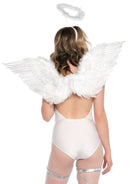 Leg Avenue 2 Piece Angel Accessory Kit White features fluffy wings and halo for a heavenly costume look.