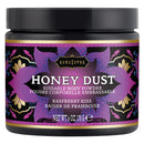 Kama Sutra Honey Dust Raspberry Kiss Body Powder 6 Oz packaging, kissable body powder with raspberry scent.