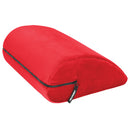 Liberator Jaz Motion Sex Pillow Microvelvet Red side view showcasing its compact design and plush texture.