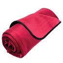 Liberator Fascinator Mini Waterproof Throw Merlot rolled up in a rich merlot shade.